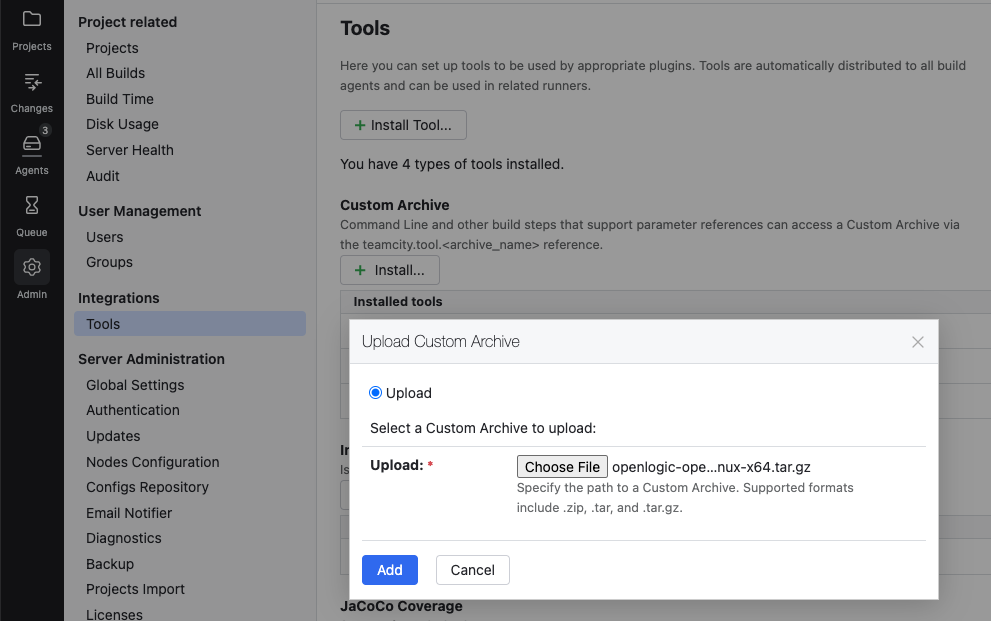 Upload Custom Archive